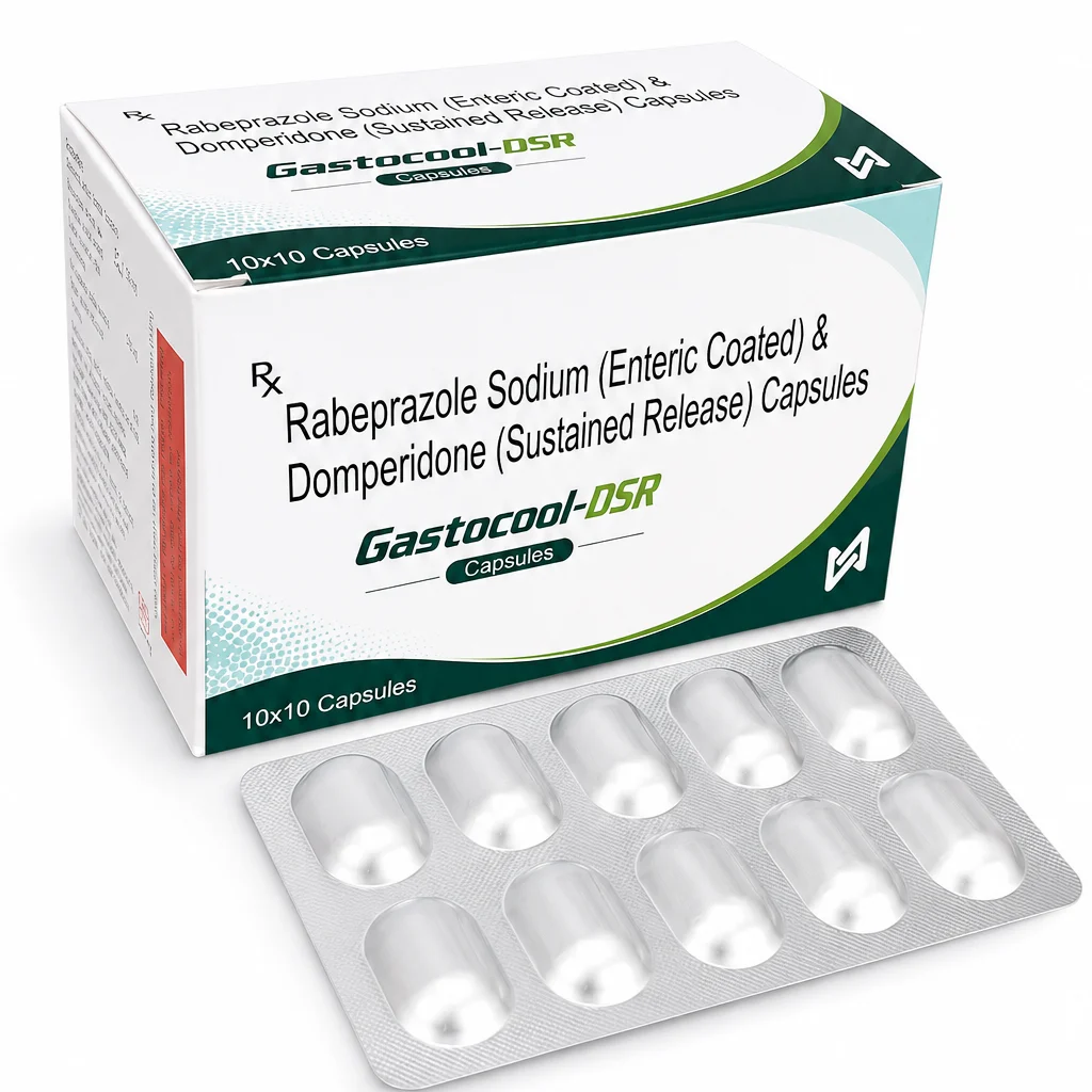 Gastocool-DSR Capsules carton and blister strip, 10 x 10 capsules